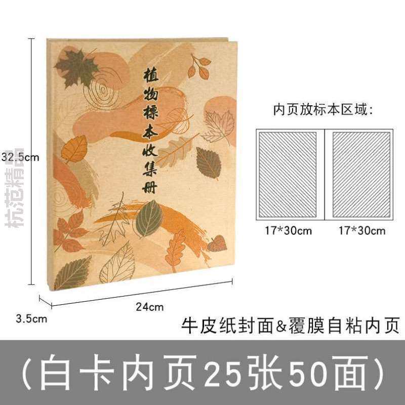 花押花册印像树叶自@收集粘贴式巧干覆膜相册植物标本收纳创意