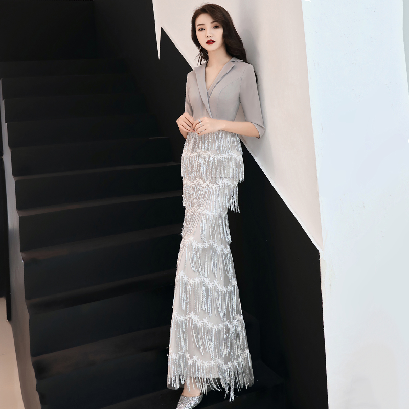 晚礼服女2020新款时尚宴会气质长款高贵鱼尾修身亮片晚宴显瘦年会