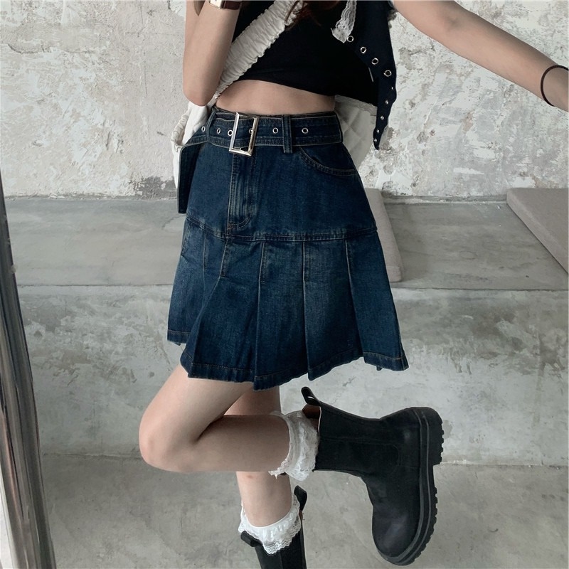 复古牛仔半身裙女夏季2021新款高腰显瘦辣妹a字百褶裙小个子短裙在类目 女装/女士精品, 半身裙中 - 来自Buy2taobao.com提供专业的淘宝代购服务