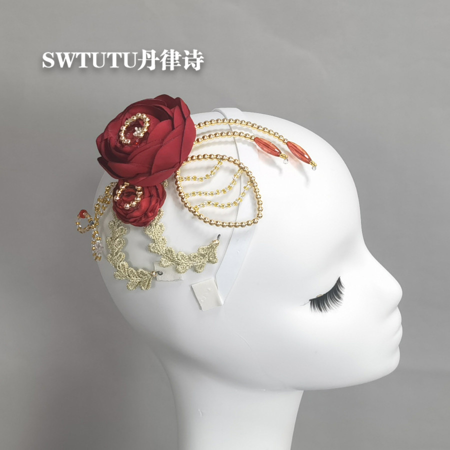 舞剧堂吉诃德芭蕾头饰比赛汇演出服tutu裙帕基塔儿童成人红玫瑰花