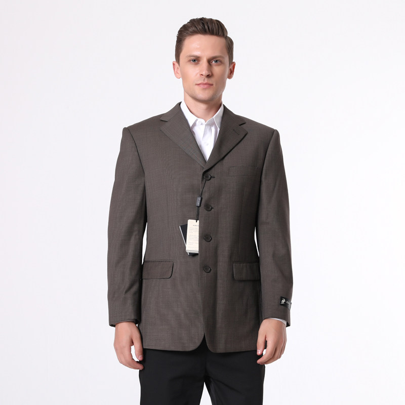 sd2399穗品牌撤柜尾货中年男春秋款商务正装深褐色四粒扣羊毛西服