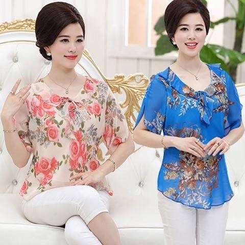 大妈夏装衣服2018新款女妈妈短款中老年纱料上衣中年短袖t恤大码|msdalam kategori Butik wanita / wanita, wanita pertengahan umur - dari Buy2taobao.com untuk memberikan perkhidmatan ejen Taobao profesional membeli