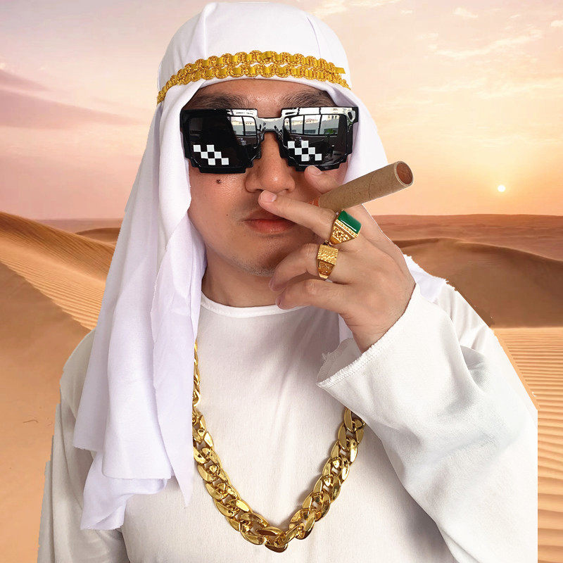 社会人搞笑夸张道具墨镜土豪大金链子仿真项链雪茄阿拉伯抖音网红