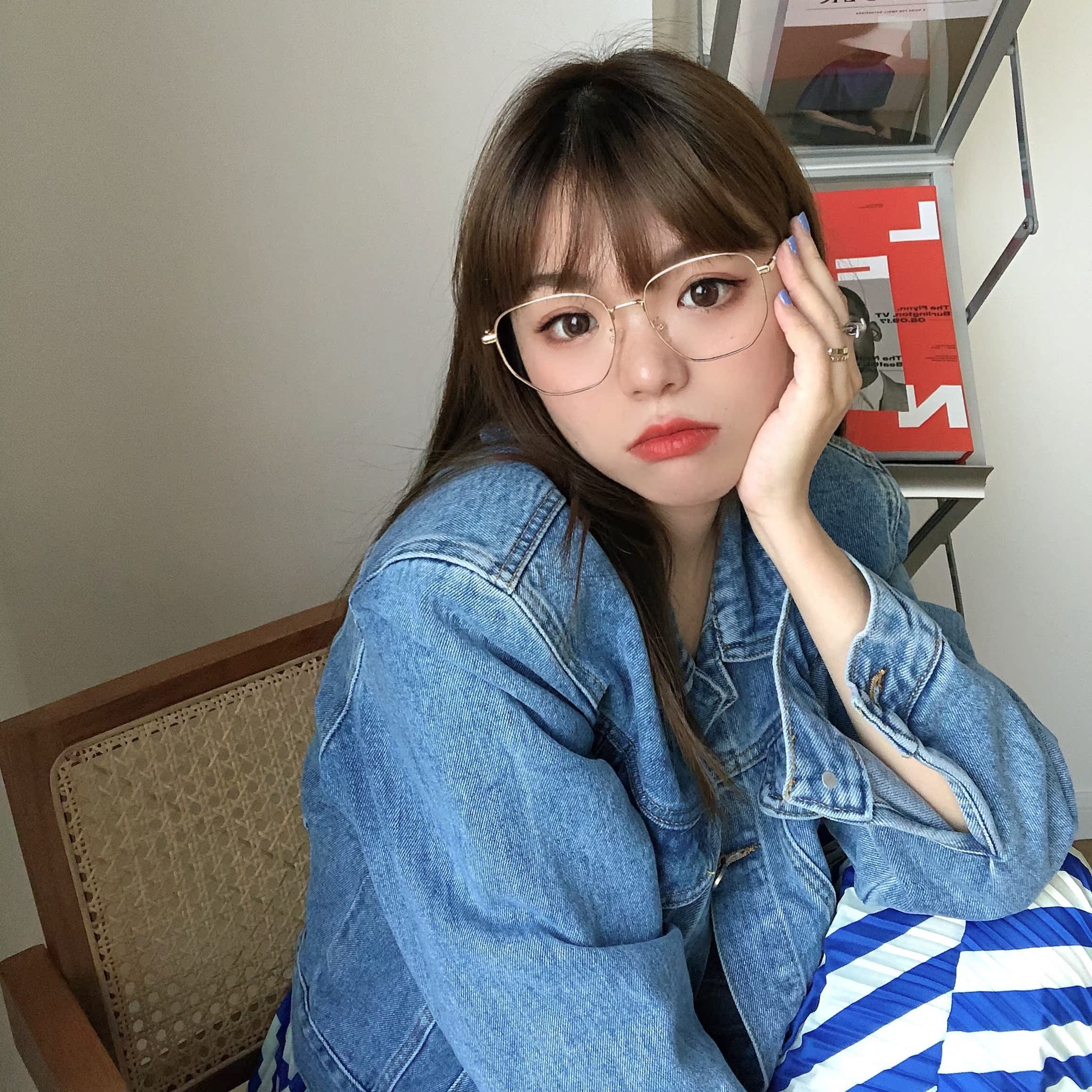 特价复古圆框眼镜框女金色