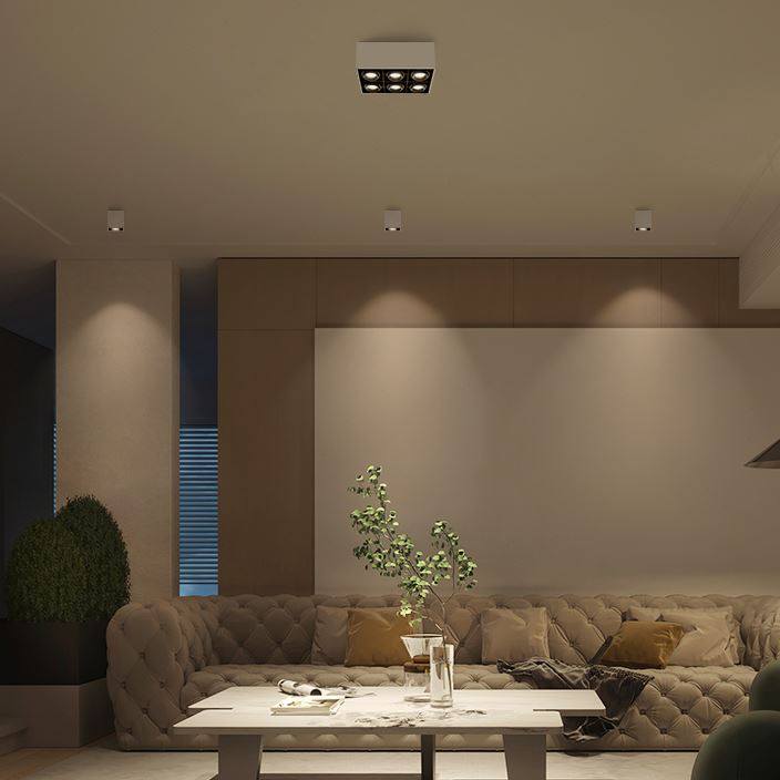 led明装射灯长方形四头筒灯吸顶式斗胆灯卧室盒仔客厅无主灯照明