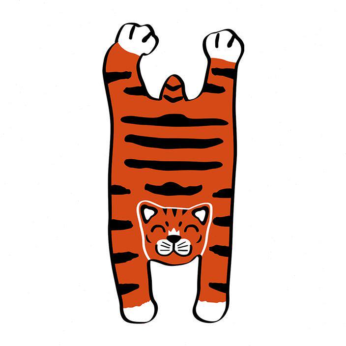 老虎地毯卧室满铺加厚可爱卡通床边毯虎年客厅动物造型趴趴虎地垫