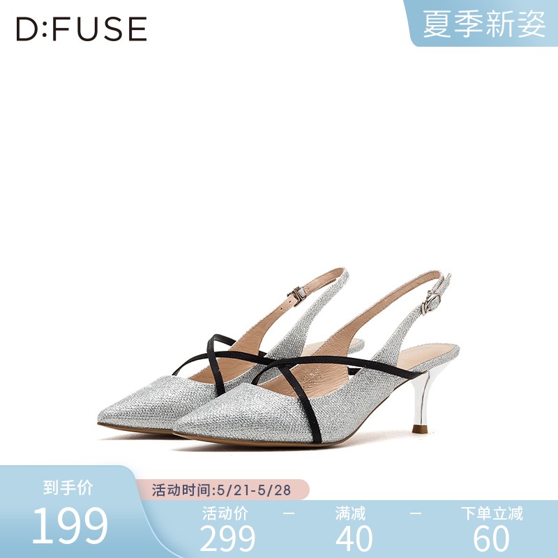 D:FUSE迪芙斯性感交叉後抽帶中後空細跟高跟鞋涼拖DF93114019在類目 女鞋, 涼鞋中 - 來自Buy2taobao.com提供專業的淘寶代購服務