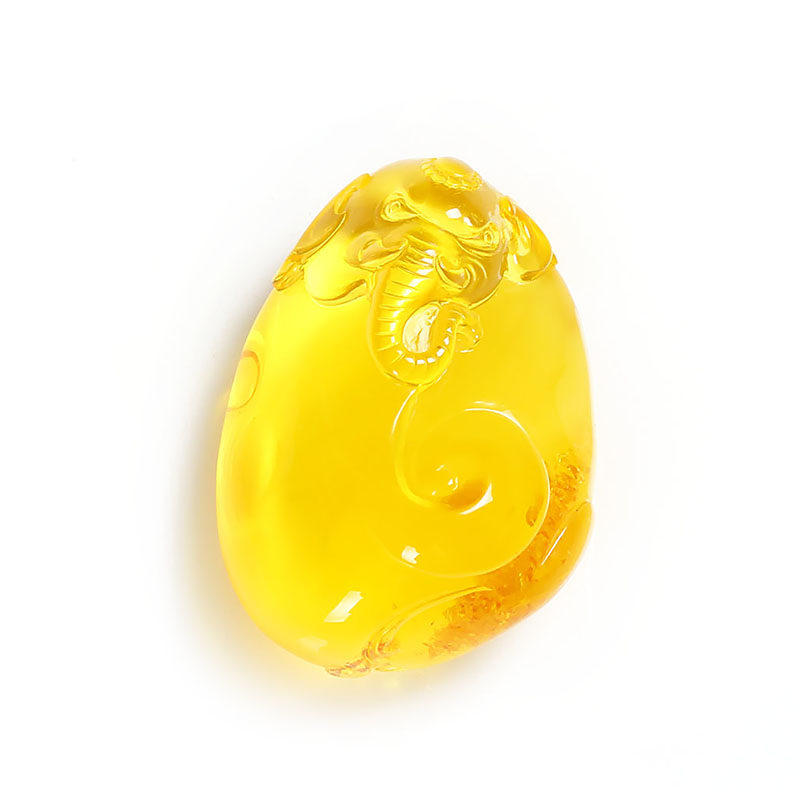 【即刻拍】动人心珀雕工18.54g 精工蜜蜡大象吊坠(强荧光)