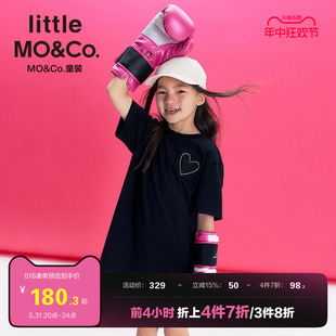 纯棉-little moco童装夏装女童短袖爱心T恤连衣裙儿童裙子