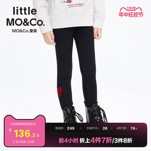 加绒抑菌 little moco童装冬季女童裤子弹力打底裤外穿儿童长裤