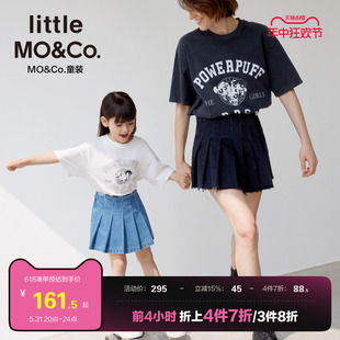 little moco童装夏装女童牛仔纯棉半身裙儿童裙裤短裤百褶裙半裙