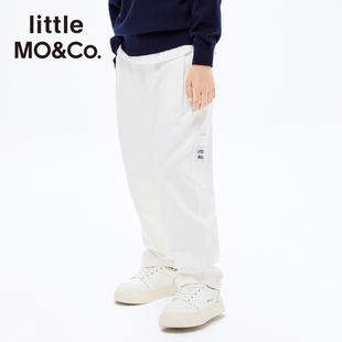 little moco童装24春装新款男女童白色简约牛仔直筒宽松长裤子