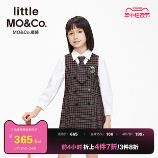 little moco童装秋冬装儿童裙子女童英伦格纹连衣裙学院风大童