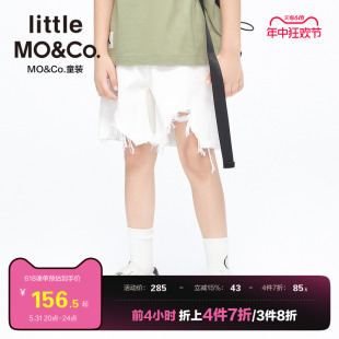 little moco童装夏装男童裤子女童纯棉牛仔裤破洞裤短裤儿童女裤