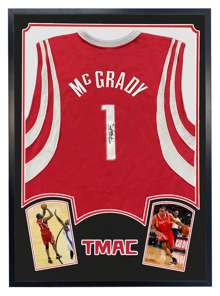 麦迪亲笔签名球衣 tmac火箭队1号篮球服 装裱 带证书