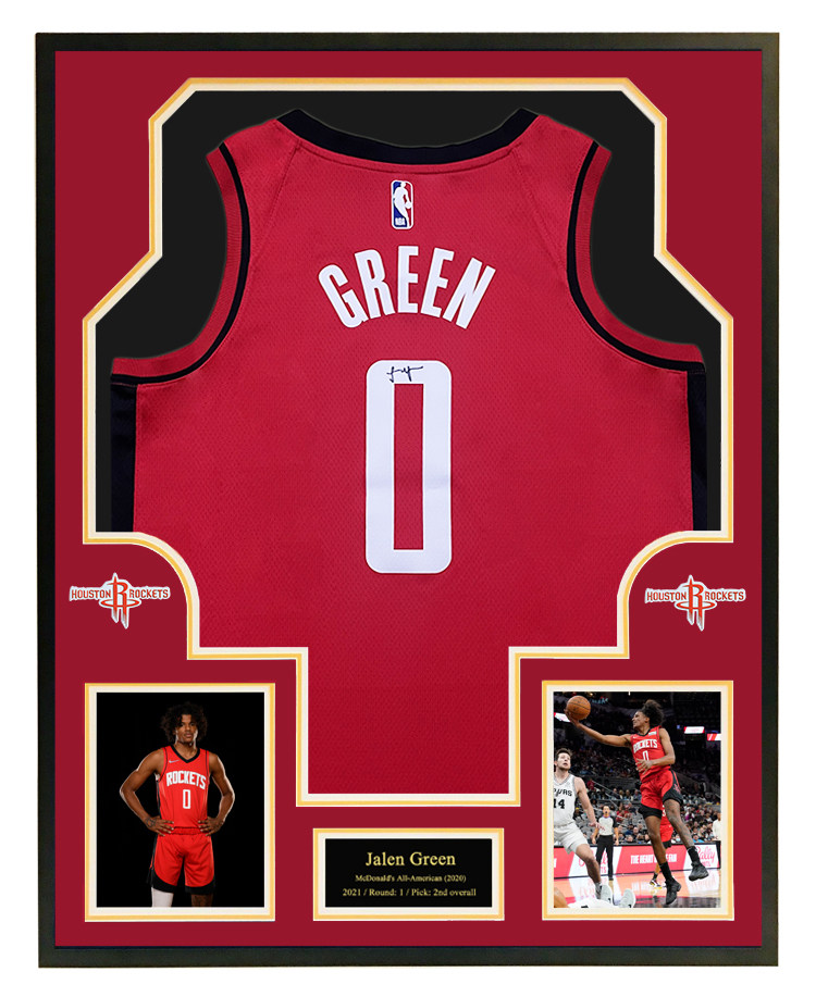 nba新秀 杰伦格林亲笔签名球衣 火箭队 裱框 带证书 收藏