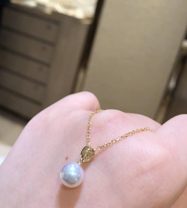 日本mikimoto御木本akoya珍珠项链瓜子扣吊坠款白金黄金 北京现货