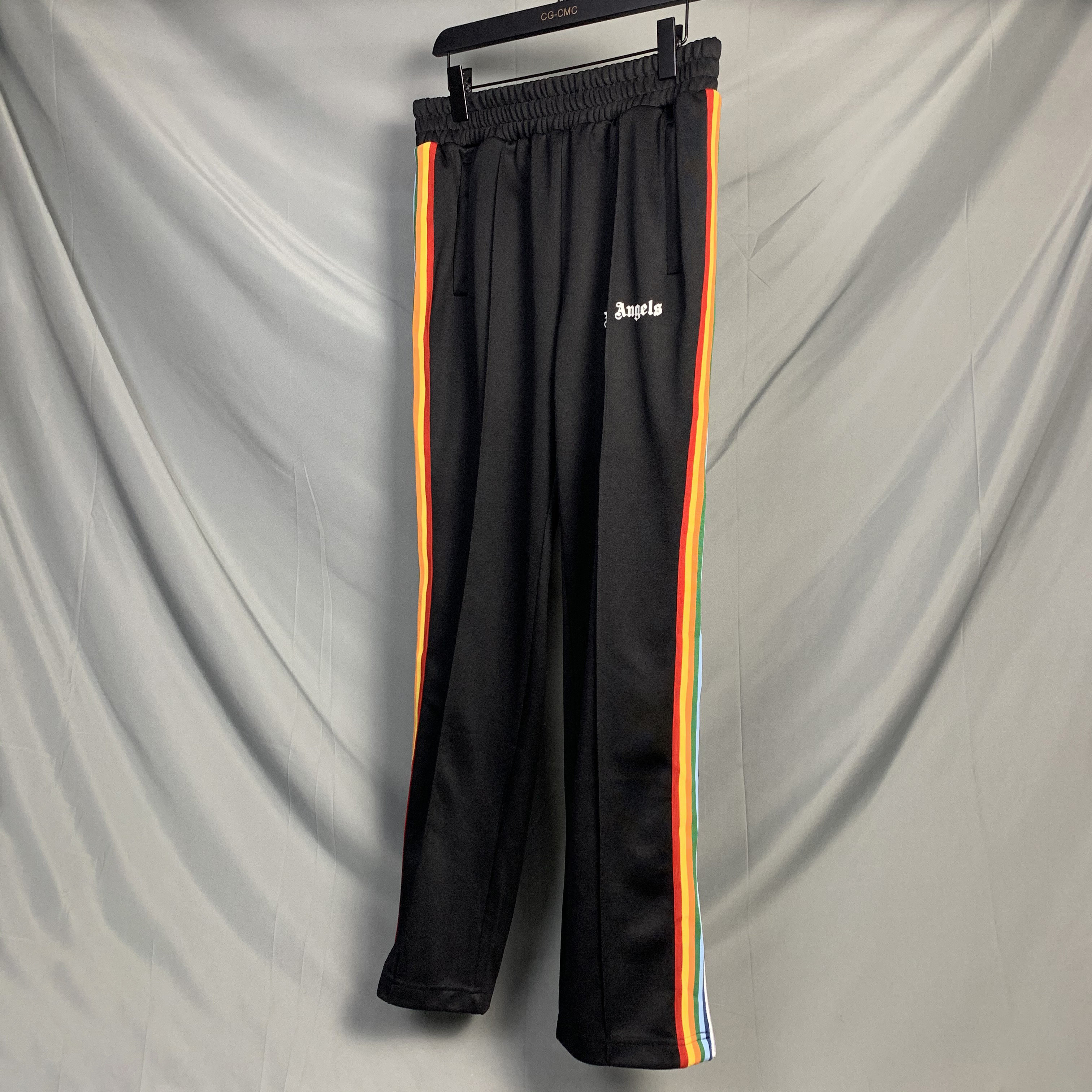 热销彩虹条运动裤_正确版palm棕榈天使angels彩虹裤 pa吴亦凡条纹织带