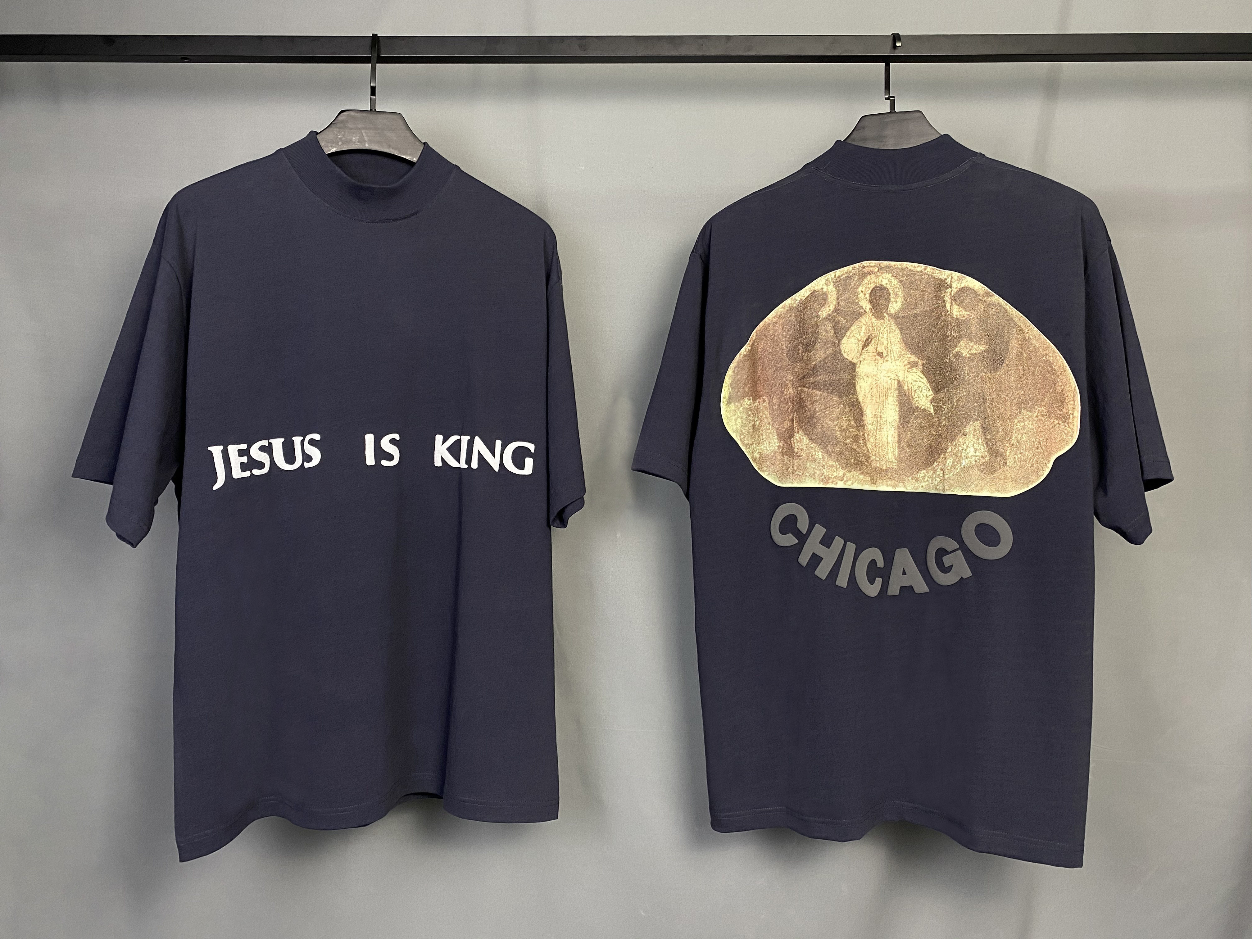 kanyewestjesusisking芝加哥限定耶稣是国王侃爷周边短袖t恤