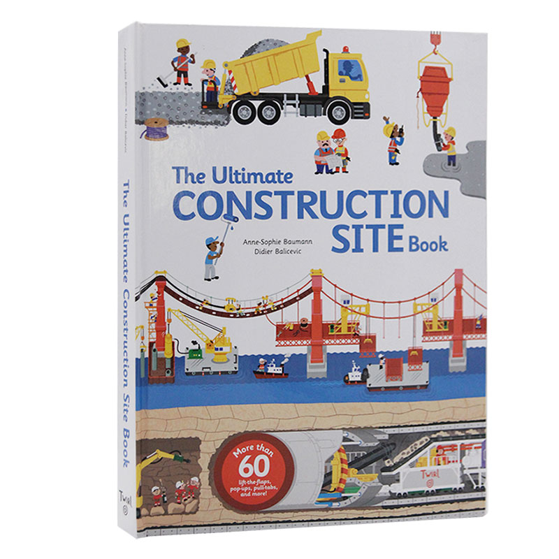 建筑工地手册进口英文原版The Ultimate Construction Site Book 抽拉翻翻书施工现场男孩科普纸板玩具书好忙好忙的大工地Twirl