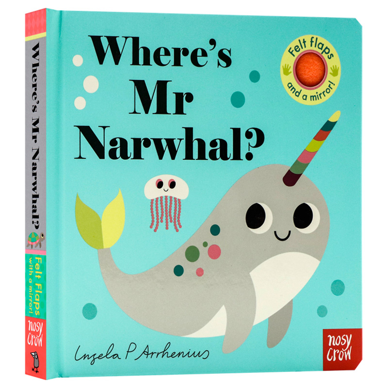 亲亲小手翻翻书系列独角鲸先生在哪里英文原版绘本 Where's Mr Narwhal? 幼儿感官发展亲子儿童早教认知图画纸板书撕不烂