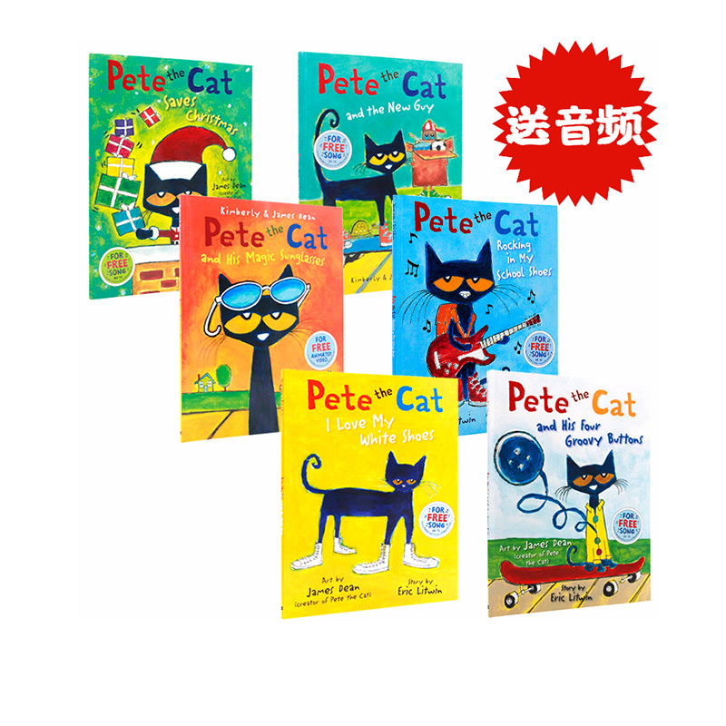 现货 皮特猫英文原版绘本 Pete the Cat I Love My White Shoes等6册合售 好性格养成书 吴敏兰常青藤爸爸书单 图画故事书3-6岁