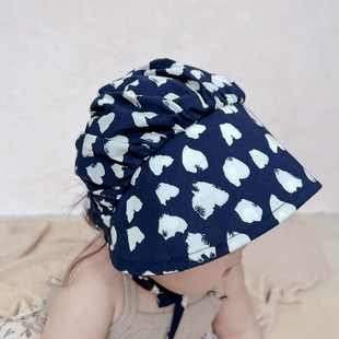 婴儿遮阳帽春秋薄款纯棉大帽檐防晒出游小月龄小童女宝宝帽子夏季