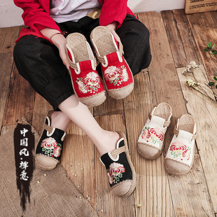 佛系鞋女夏季民族风日常穿搭棉麻搭配汉服鞋子禅意浅口老北京布鞋
