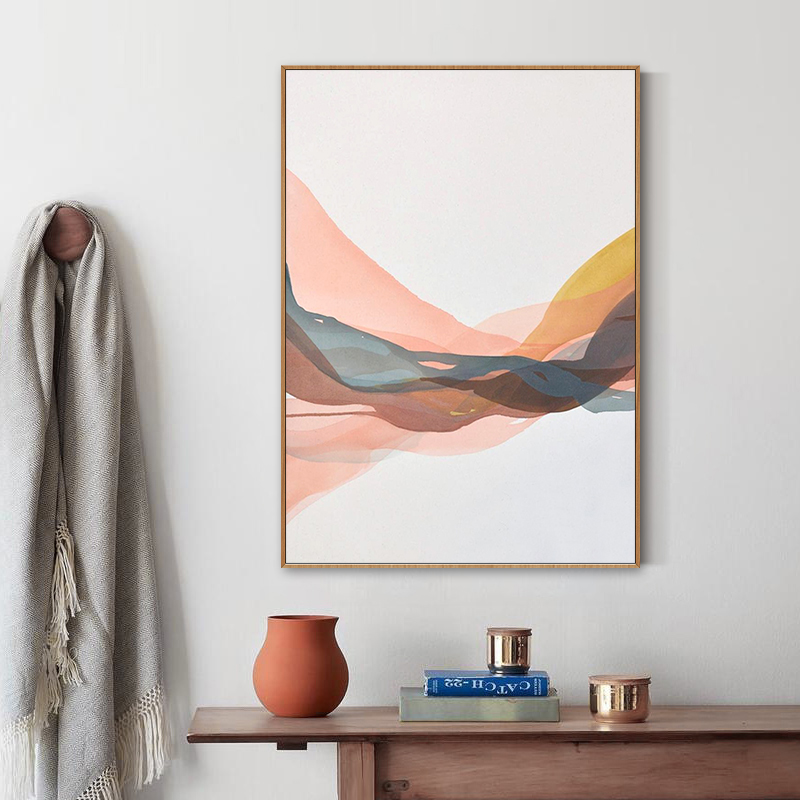 手绘抽象油画 玄关餐厅装饰画 现代简约北欧风格艺术挂画彩色条纹