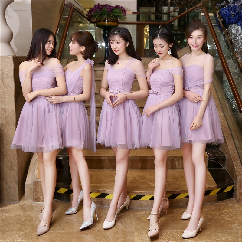 2019新款閨蜜團姐妹裝伴娘晚禮服甜美短款蓬蓬連衣裙壹字領夏粉色在類目 女裝/女士精品, 婚紗/旗袍/禮服, 禮服/晚裝中 - 來自Buy2taobao.com提供專業的淘寶代購服務