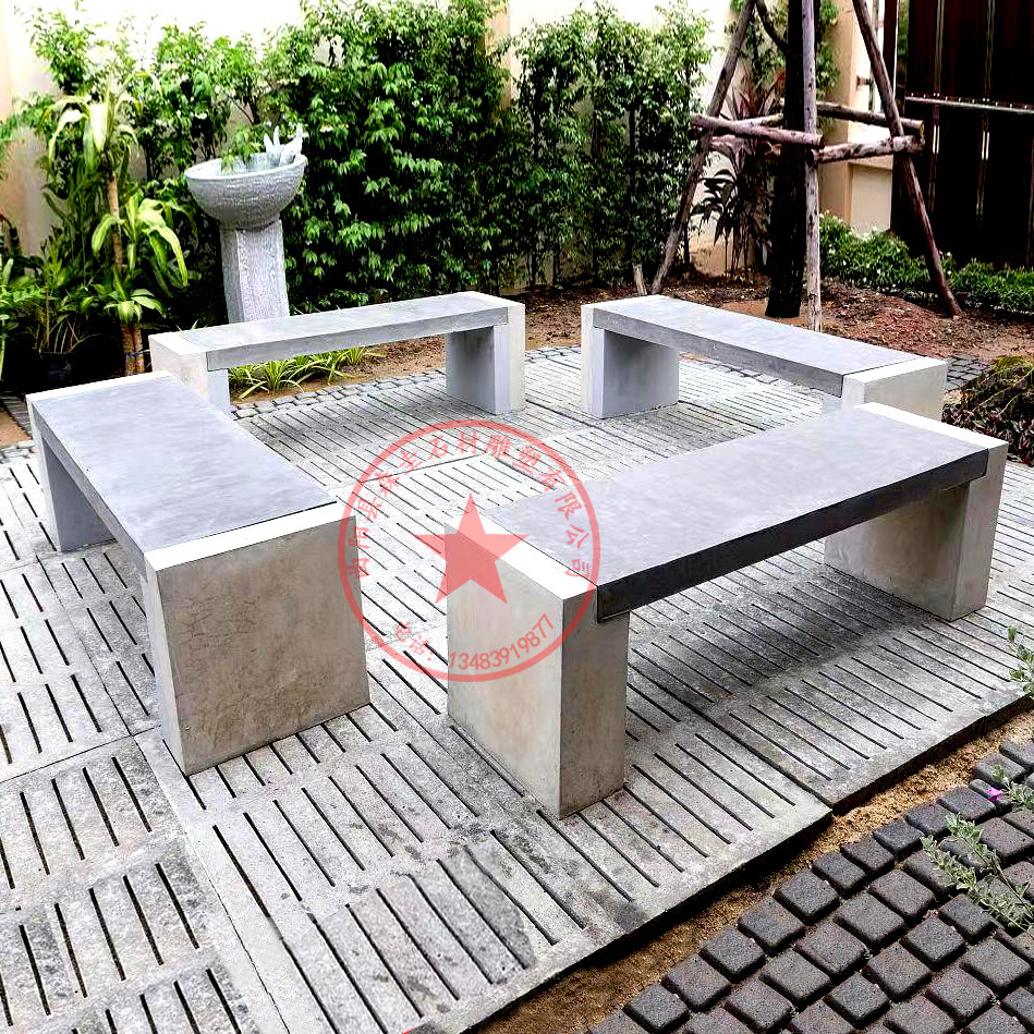 石雕石凳子户外庭院公园长条石凳花岗岩花架石台石头防腐木椅子