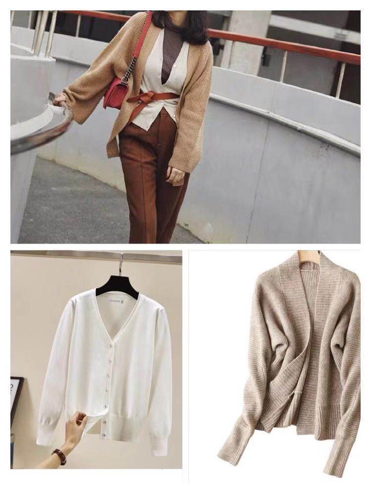 焦糖色毛衣_三木女装系列同款通勤时尚百搭简约长袖针织四件套毛衣