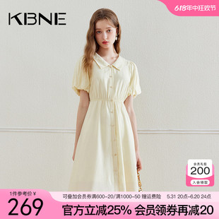 KBNE连衣裙女娃娃领裙子2024夏季新款独特超好看爆款泡泡袖衬衫裙