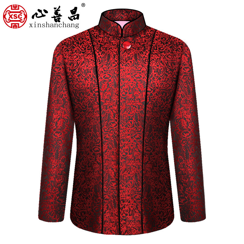 全套寿衣女款红色现代装三件套七件套唐装老人缎面丝工做碎花款