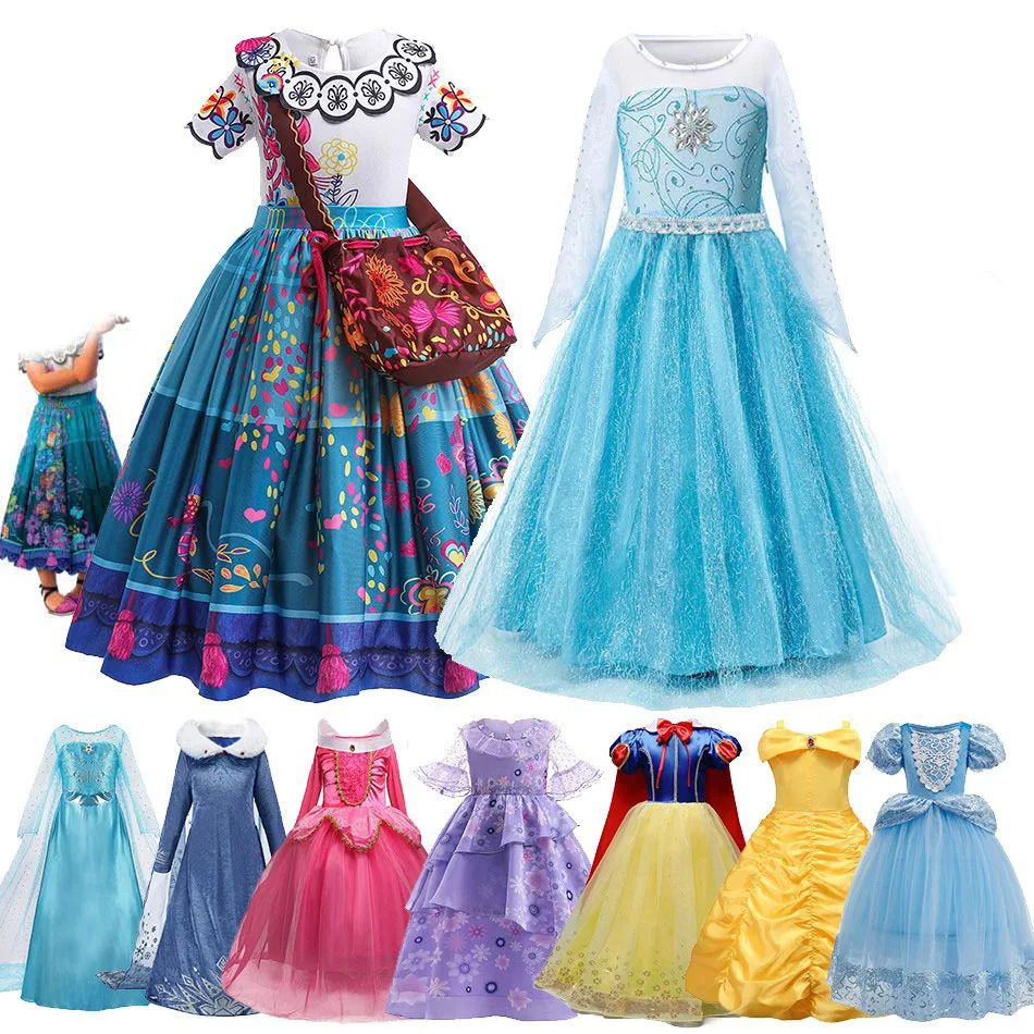 2023 Kids Elsa Dress Girls Princess Costume Children Snow Wh