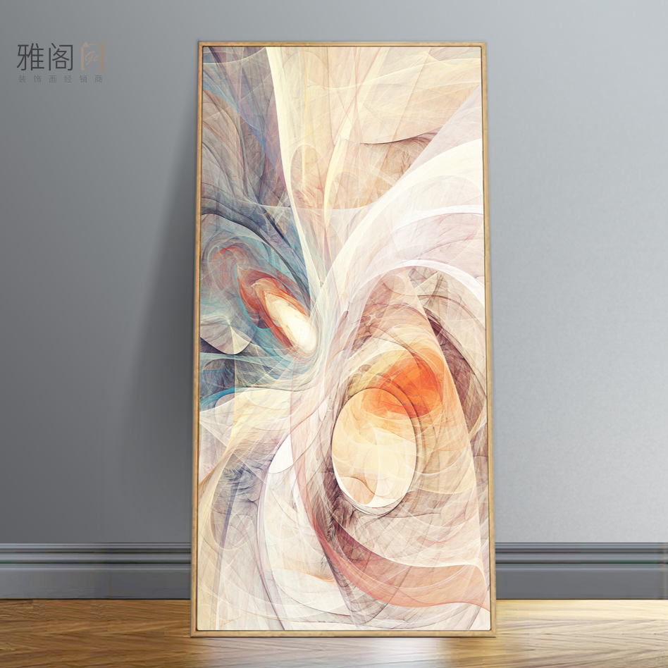 简约现代玄关装饰画单幅竖版挂画喷绘平面北欧抽象图案印刷布艺画