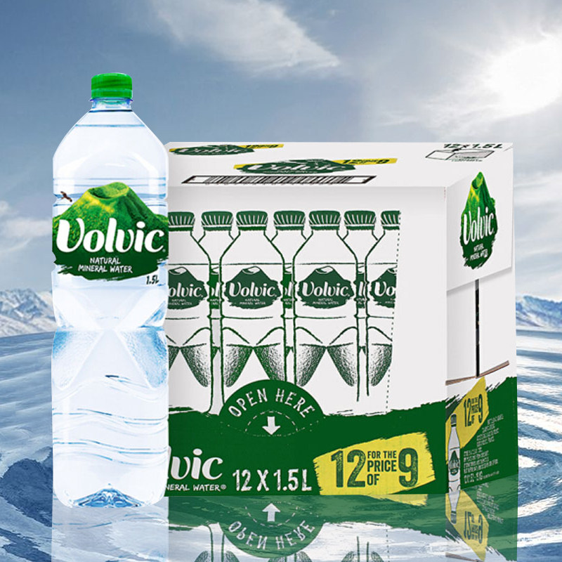 法国进口volvic富维克天然矿泉水火山岩纯净水1500mlx12瓶整箱装
