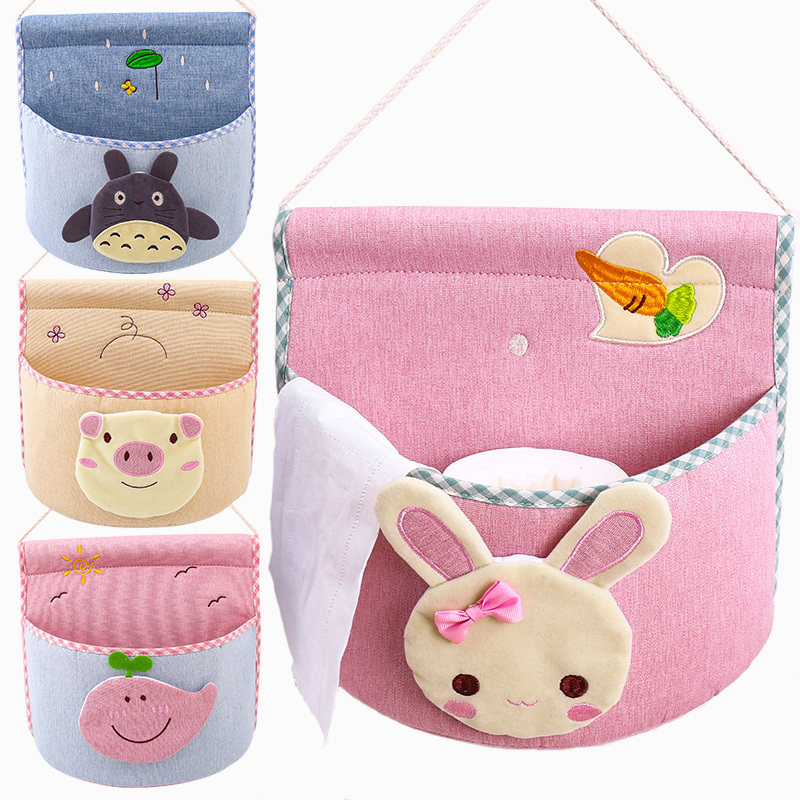 卡通挂袋可爱大口袋纸巾挂袋布艺门后墙面客厅收纳挂袋储物袋单袋