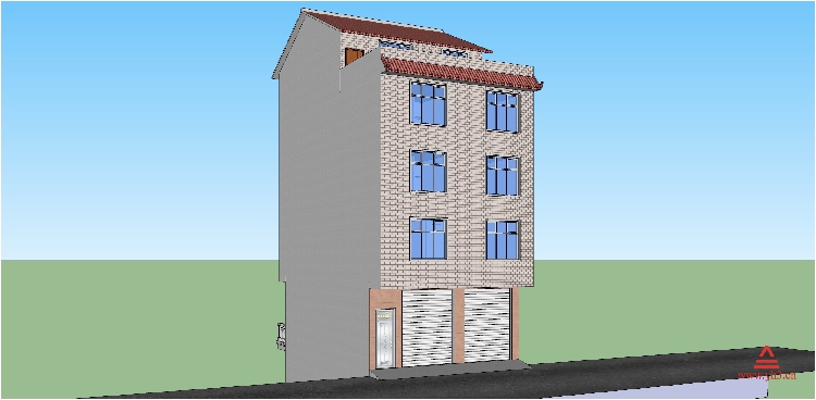 8x12住宅楼房路边临街门面楼房设计图施工图建筑图纸效果图外观图