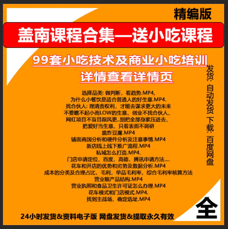 盖南比尔小吃餐饮商用配方餐饮小吃资料创业技术餐饮课程