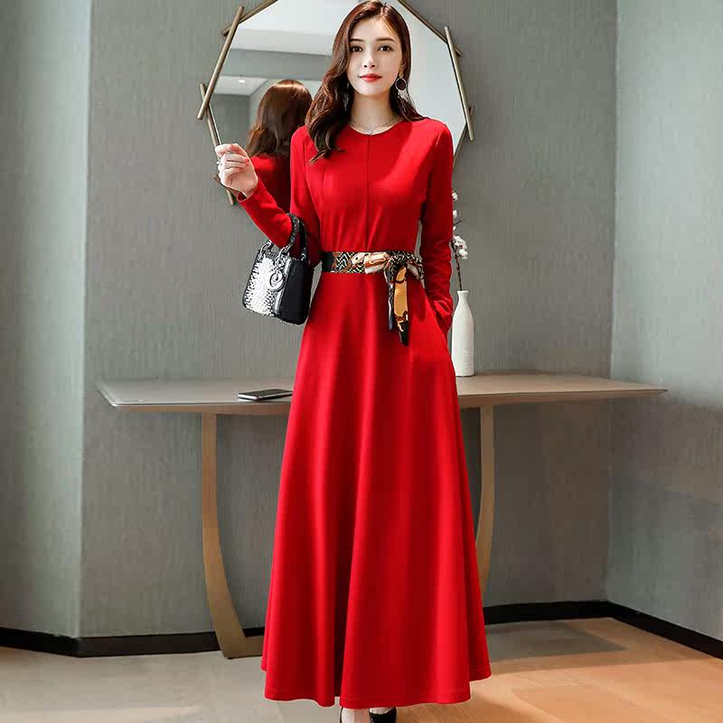 秋季女装新婚衣服红色连衣裙结婚新娘回门便装适合胯大腿粗的裙子