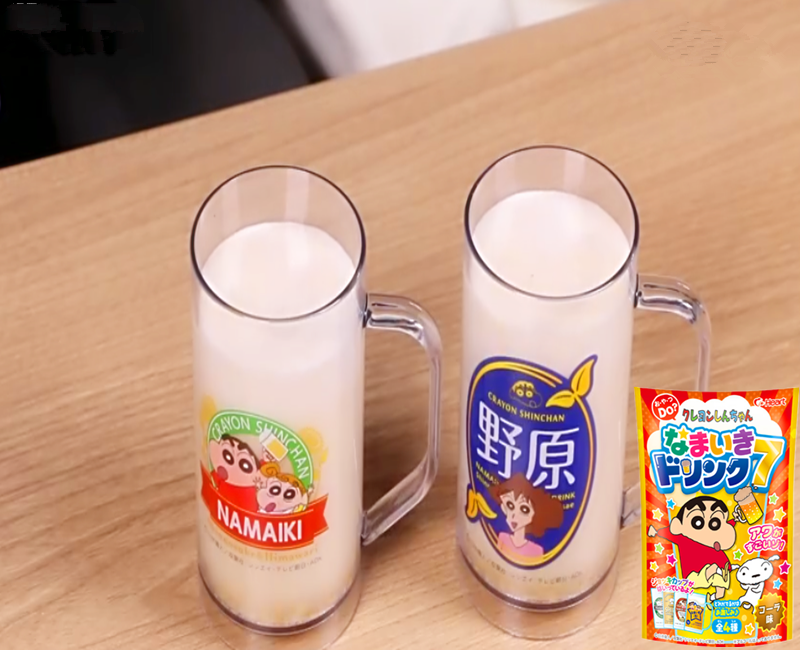 小伶玩具日本食玩 儿童手工diy蜡笔小新实验室啤酒杯粉末饮料套餐
