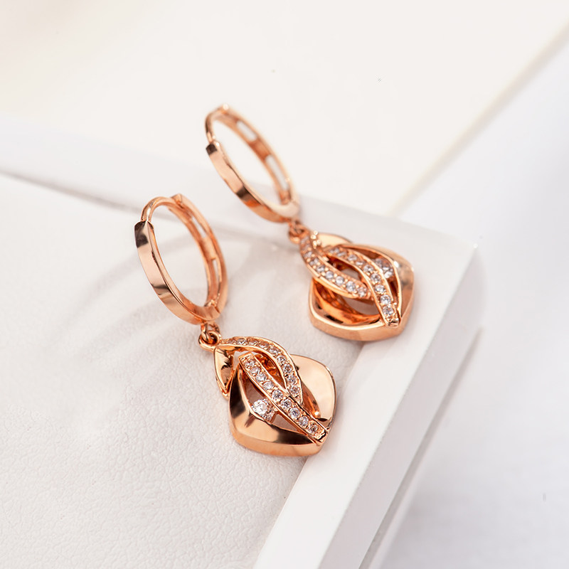 14k金耳环 韩国 玫瑰金