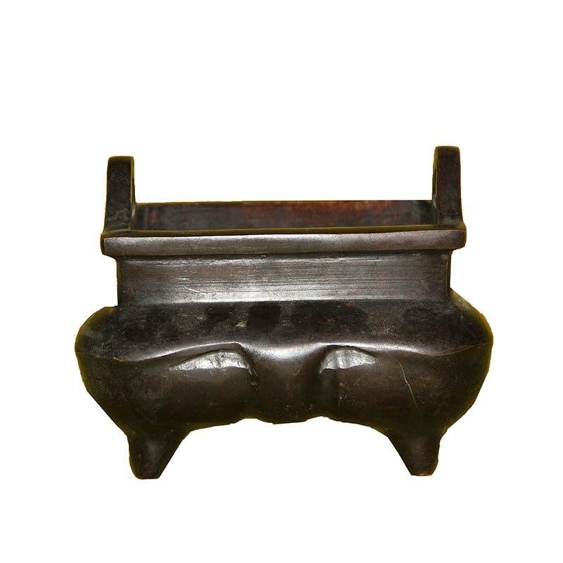 化度寺佛法加持四足方形鼎香炉 四角铜香炉 重约1300g