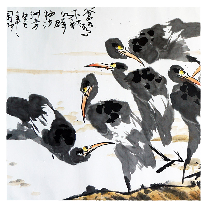 【花鸟大家】刘国卿《苍鹭下秋水》李苦禅入室弟子