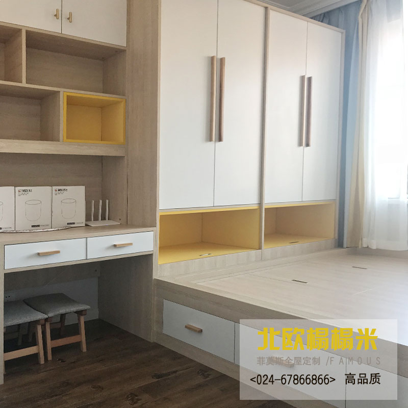 整体 简约_小户型卧室整体榻榻米床衣柜一体组合全屋定制家具书房北欧
