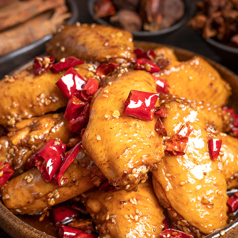 全店满3袋包邮!冷吃鸡中翅即食卤味香辣熟食麻辣鸡肉类零食120g