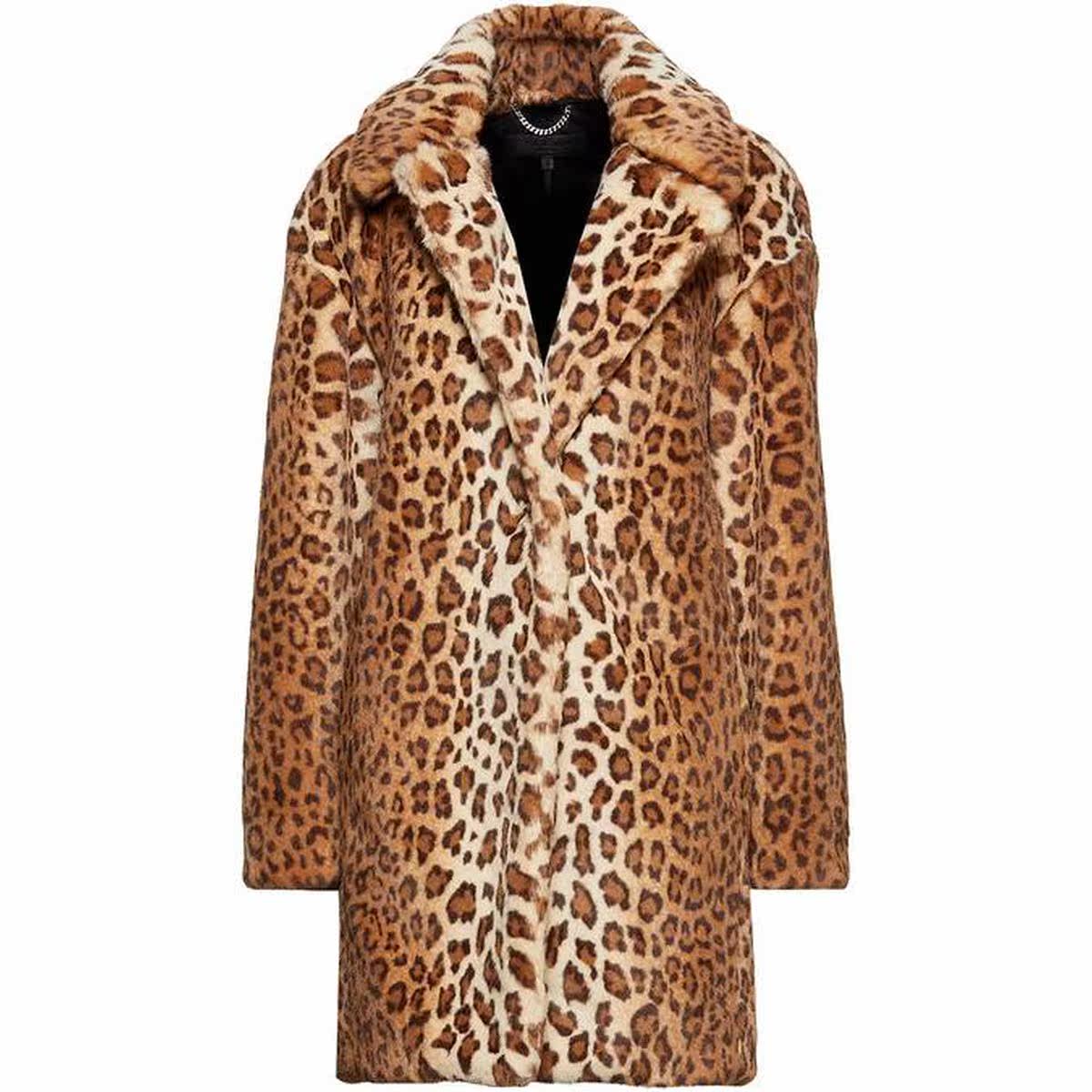 豹纹皮草大衣