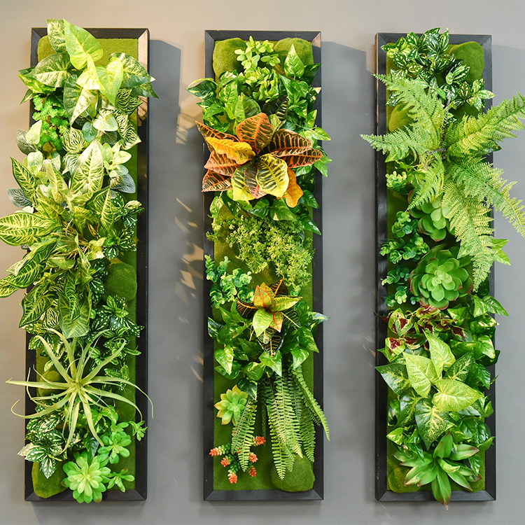 墙体墙饰_原创设计北欧墙体仿真绿植背景墙植物假花画墙面装饰墙上