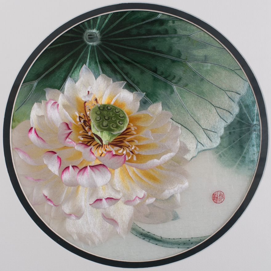 【即拍即得】纯手工真丝 精品苏绣挂画《精品荷花》刺绣